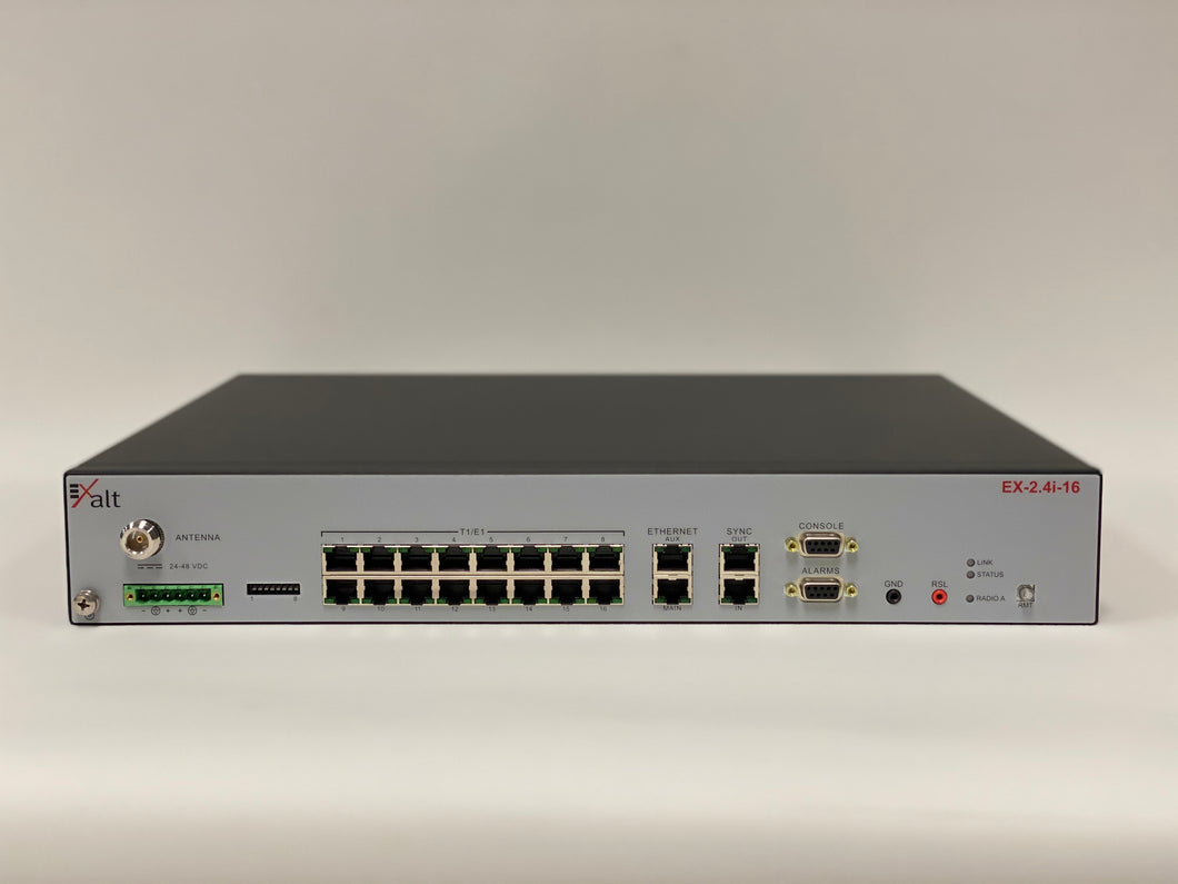 E240101, Exalt 2.4 GHz IDU terminal, 100 Mbps + 4xT1/E1 expandable to 200 Mbps + 16xT1/E1; includes AC adapter
